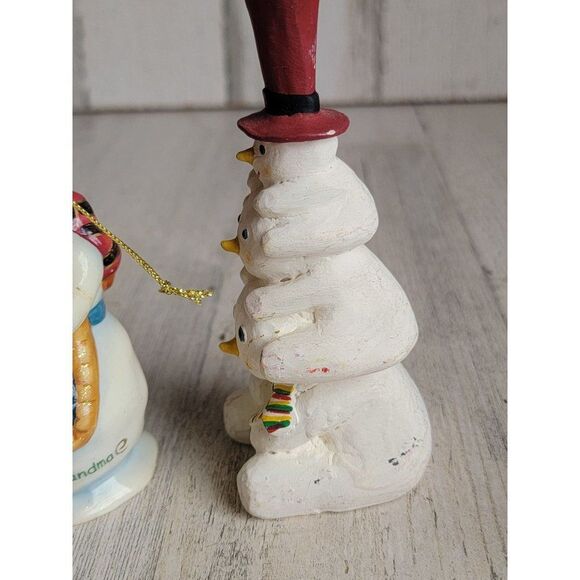 Snowman family stack variety read ornament Xmas set happy - Picture 5 of 12